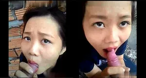 Con ghệ bú cặc ở vườn sau nhà